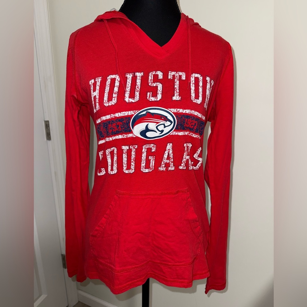 Houston Cougars distressed logo long-sleeve t-shirt with hood